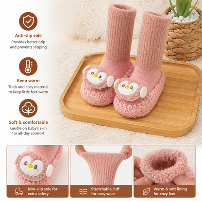 Warm Baby Non-Slip Socks – Lined Knee-High Socks with Cute Design for Babies & Toddlers