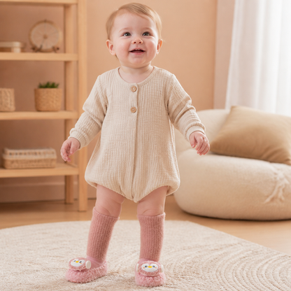 Warm Baby Non-Slip Socks – Lined Knee-High Socks with Cute Design for Babies & Toddlers