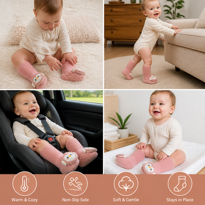 Warm Baby Non-Slip Socks – Lined Knee-High Socks with Cute Design for Babies & Toddlers