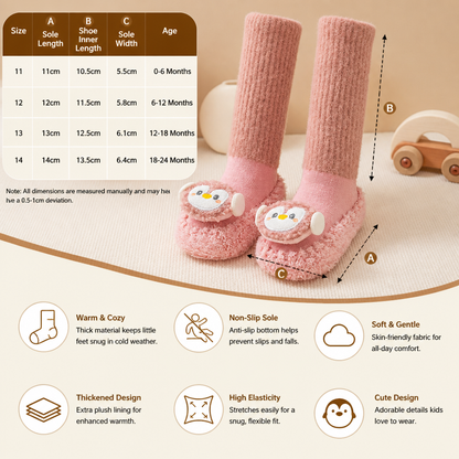 Warm Baby Non-Slip Socks – Lined Knee-High Socks with Cute Design for Babies & Toddlers