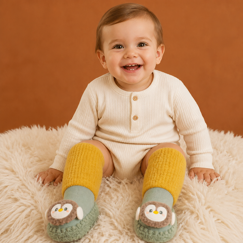 Warm Baby Non-Slip Socks – Lined Knee-High Socks with Cute Design for Babies & Toddlers