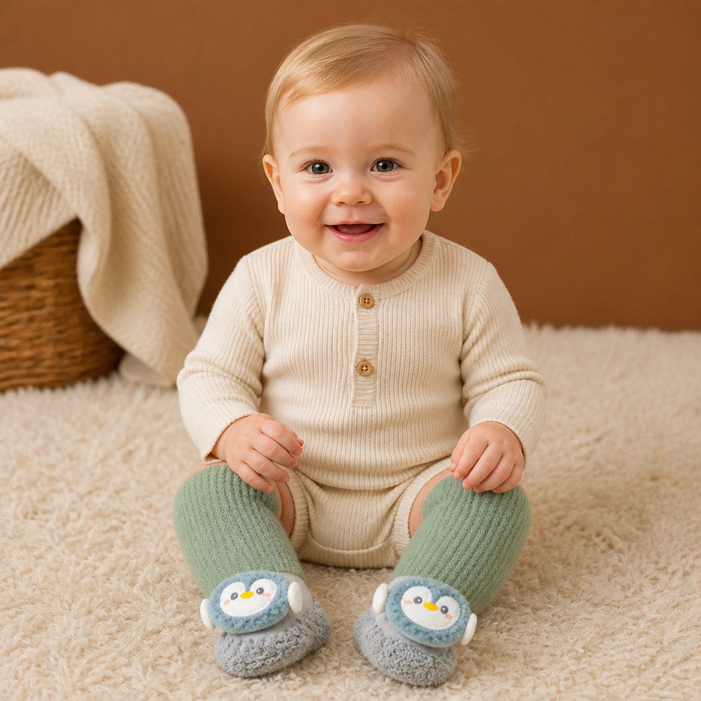 Warm Baby Non-Slip Socks – Lined Knee-High Socks with Cute Design for Babies & Toddlers