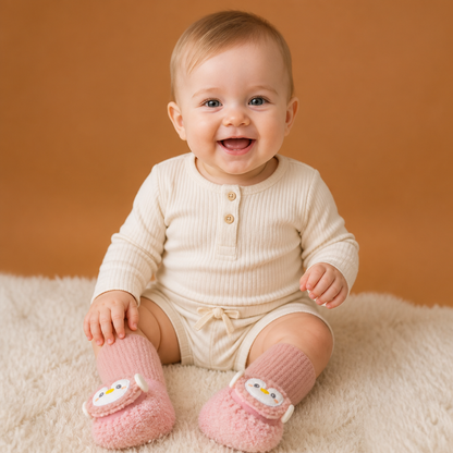 Warm Baby Non-Slip Socks – Lined Knee-High Socks with Cute Design for Babies & Toddlers