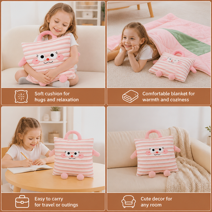 2-in-1 Cushion and Blanket with Cute Design