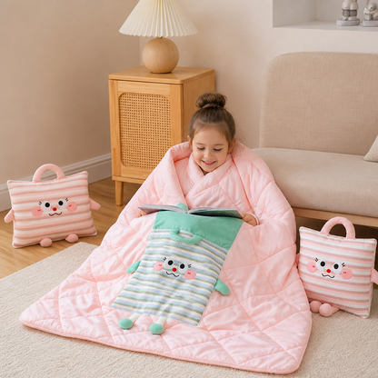 2-in-1 Cushion and Blanket with Cute Design
