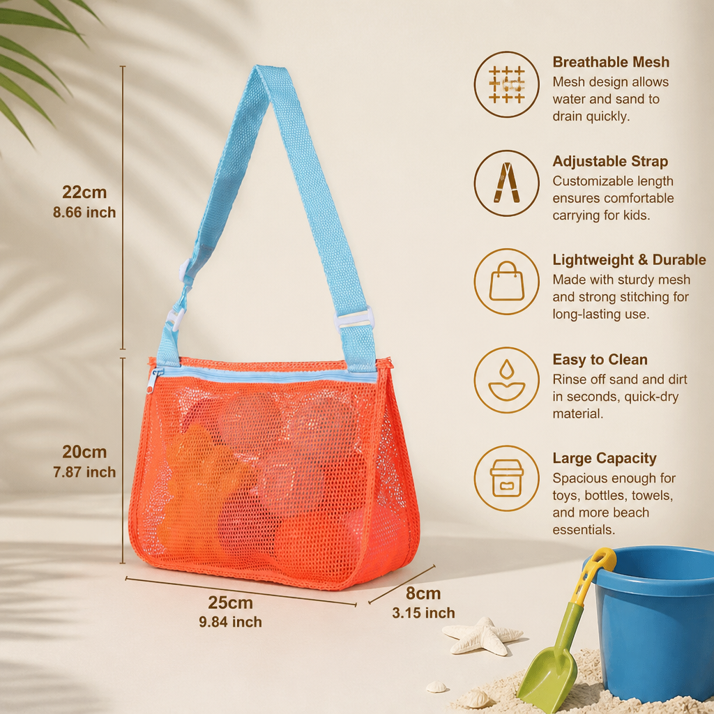 Kids Mesh Beach and Pool Bag for Toys and Accessories