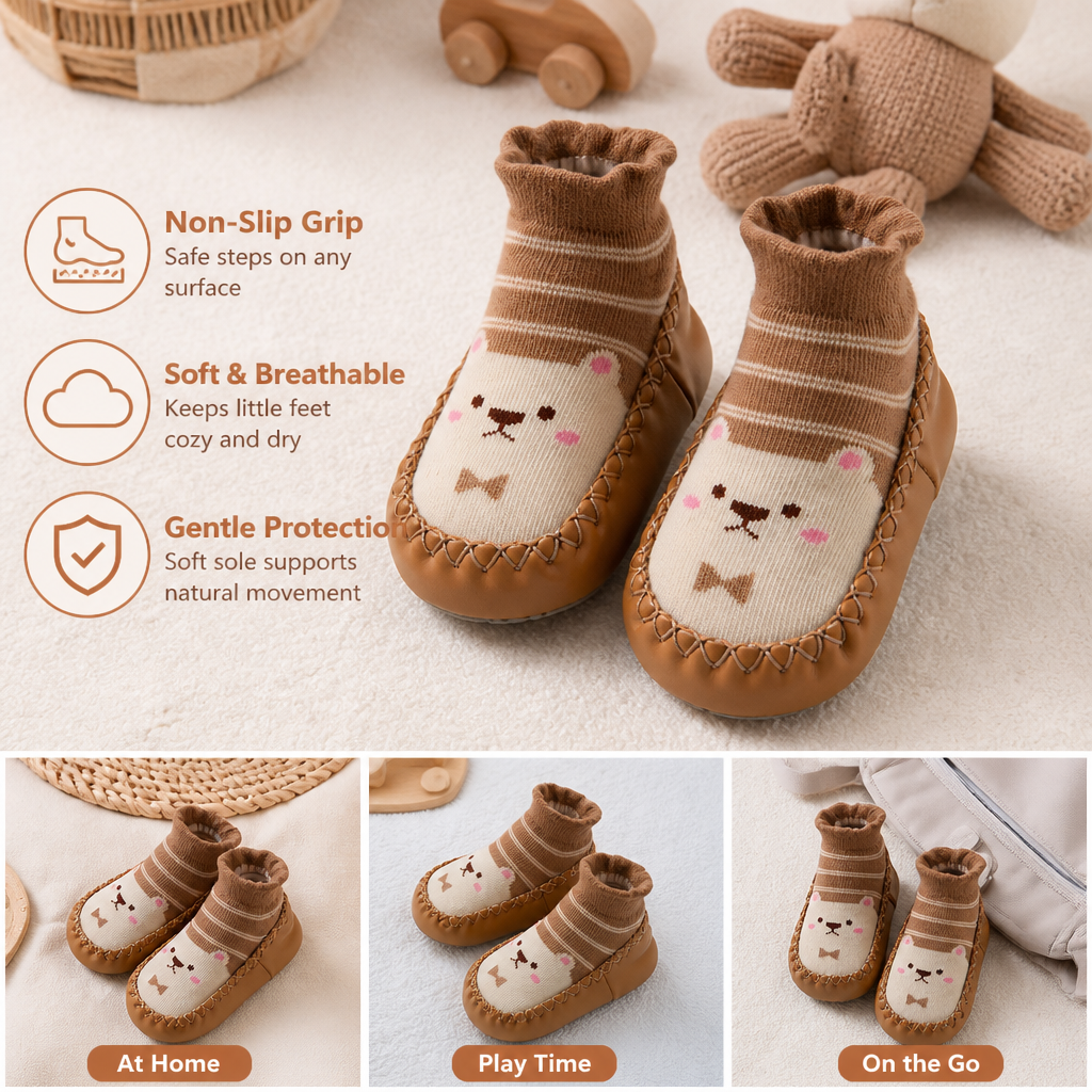 Baby Breathable Sock Shoes – Non-Slip Soft Sole Walking Socks for Infants & Toddlers