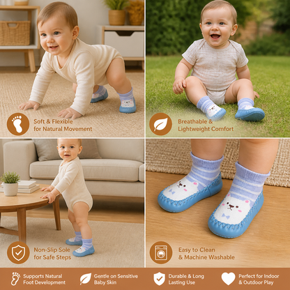 Baby Breathable Sock Shoes – Non-Slip Soft Sole Walking Socks for Infants & Toddlers