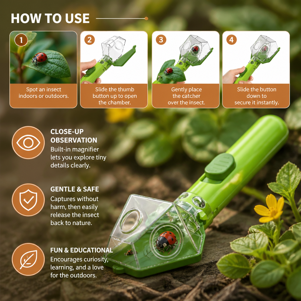 Kids Bug Catcher with 6X Magnifier – Insect Observation Tool for Outdoor Exploration