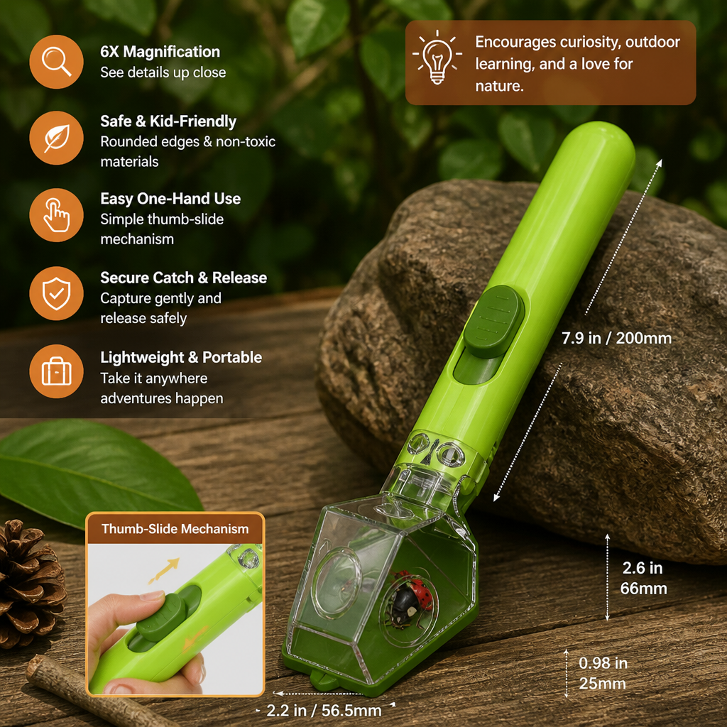Kids Bug Catcher with 6X Magnifier – Insect Observation Tool for Outdoor Exploration