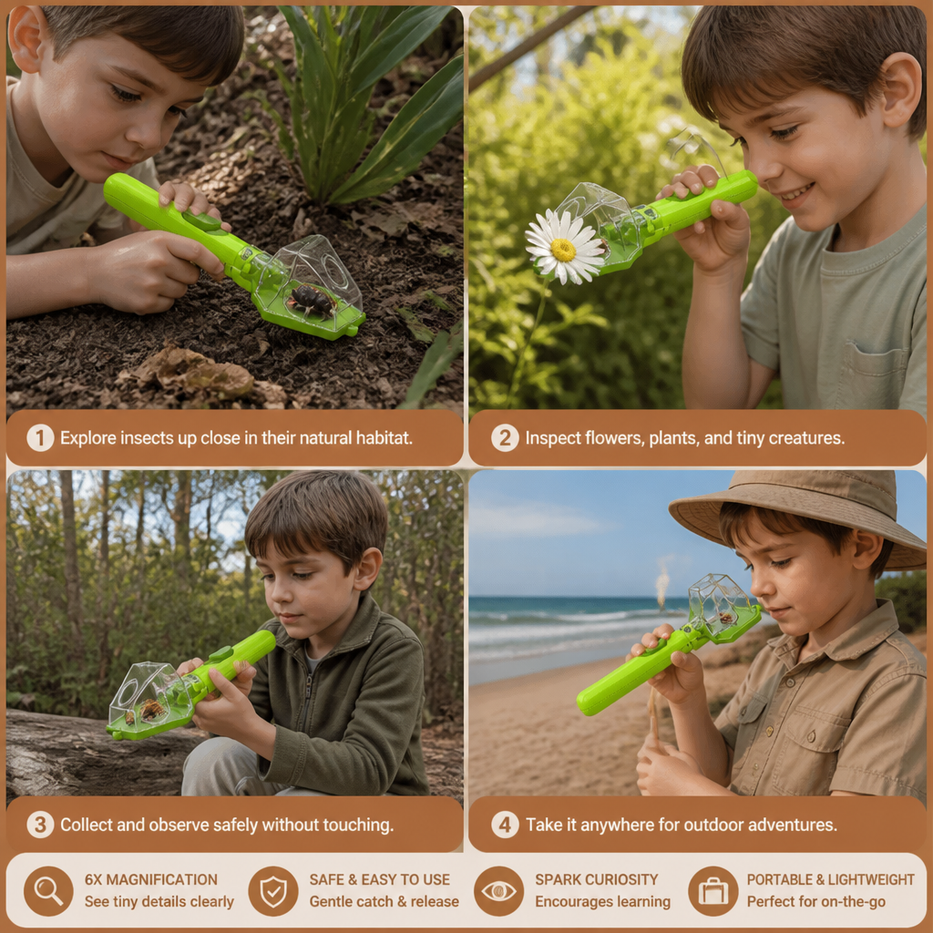 Kids Bug Catcher with 6X Magnifier – Insect Observation Tool for Outdoor Exploration