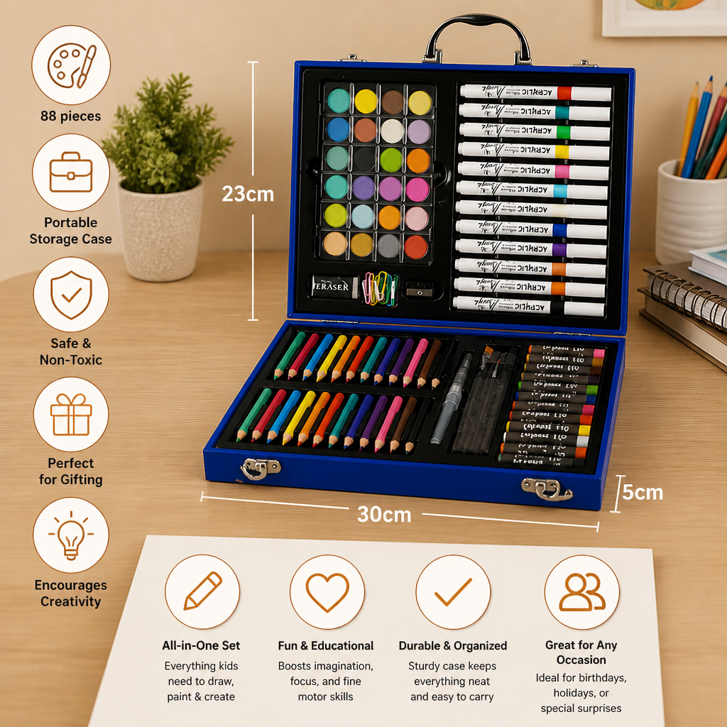 88-Piece Creative Art Case for Little Artists