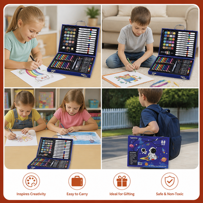 88-Piece Creative Art Case for Little Artists