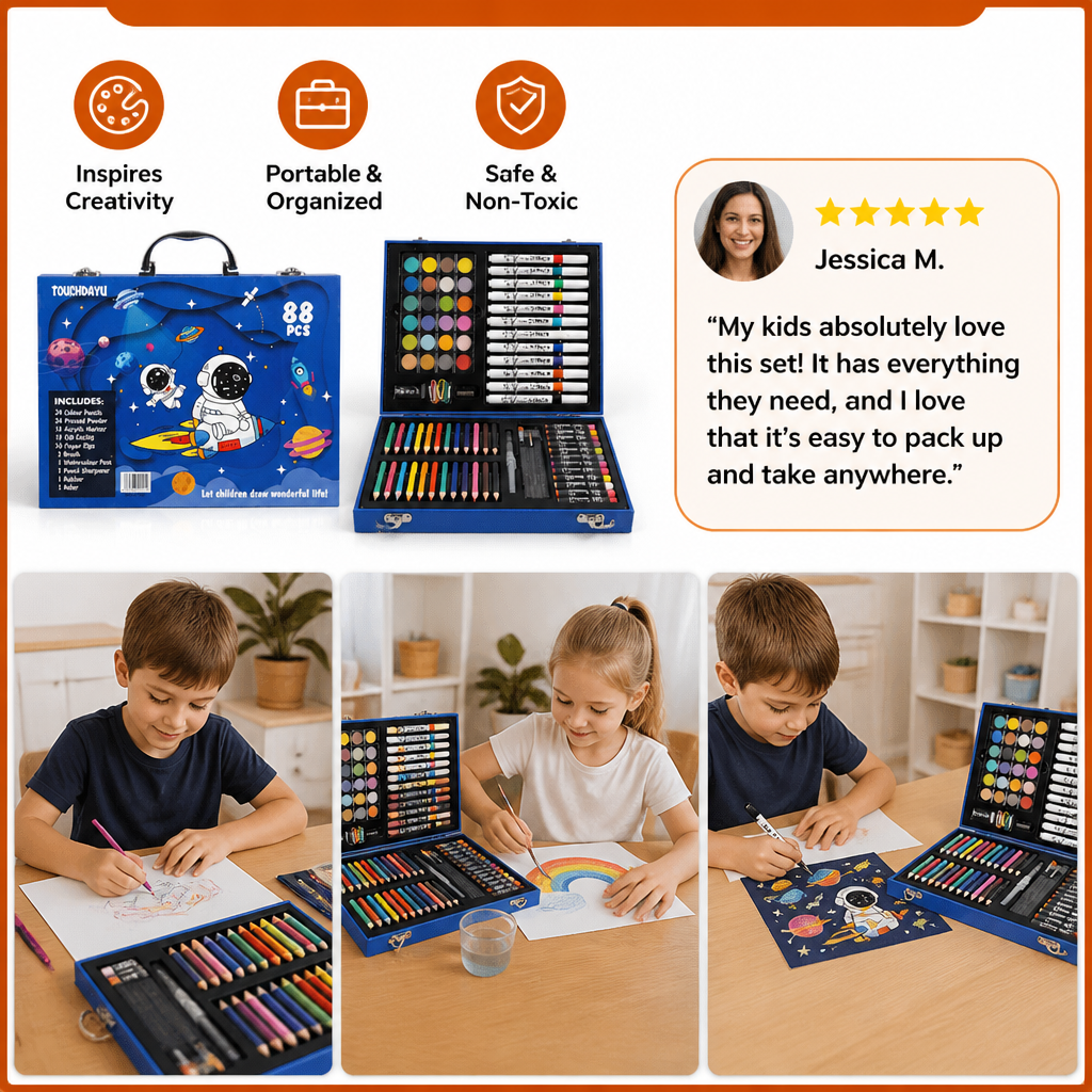 88-Piece Creative Art Case for Little Artists