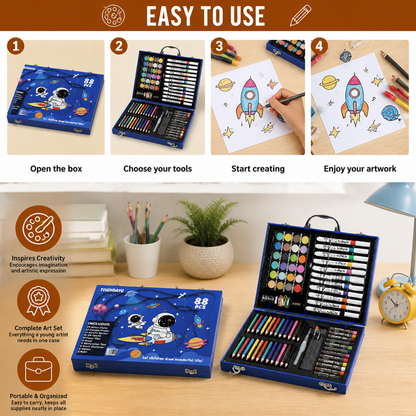88-Piece Creative Art Case for Little Artists