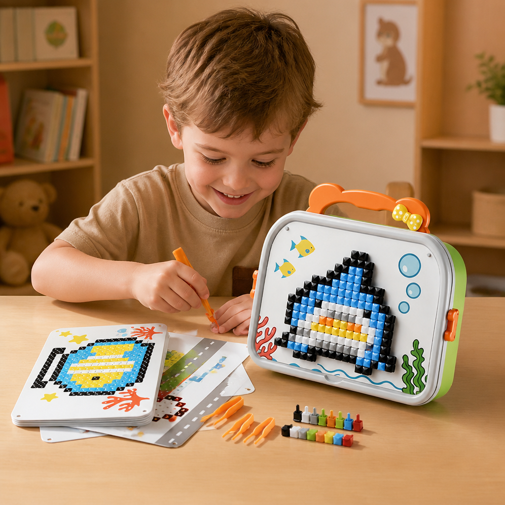 Kids Montessori Mushroom Pegboard Mosaic Puzzle Set