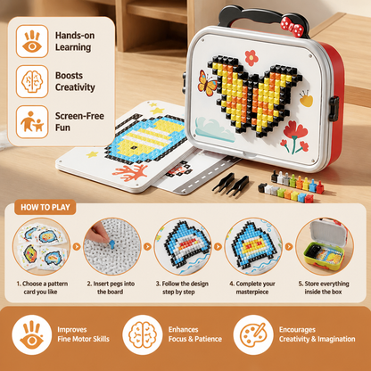 Kids Montessori Mushroom Pegboard Mosaic Puzzle Set