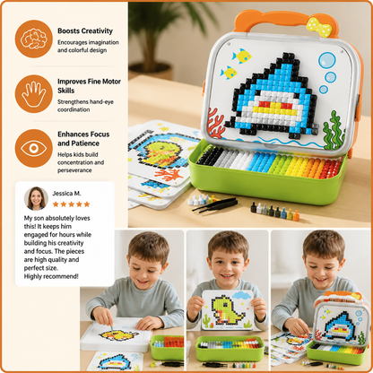 Kids Montessori Mushroom Pegboard Mosaic Puzzle Set