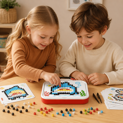 Kids Montessori Mushroom Pegboard Mosaic Puzzle Set