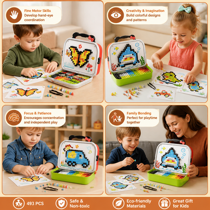 Kids Montessori Mushroom Pegboard Mosaic Puzzle Set