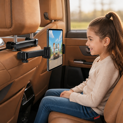 360° Rotating Car Headrest Tablet Holder – Back Seat Mount for Tablets
