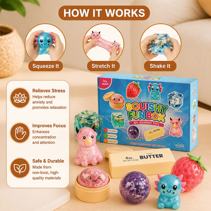 Premium Squishy Fidget Toy Set – 8 Sensory Toys