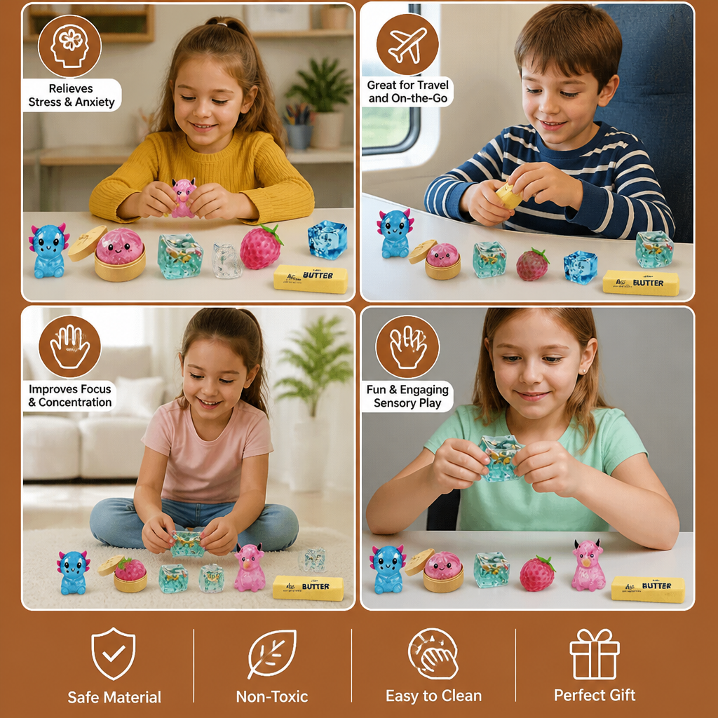 Premium Squishy Fidget Toy Set – 8 Sensory Toys