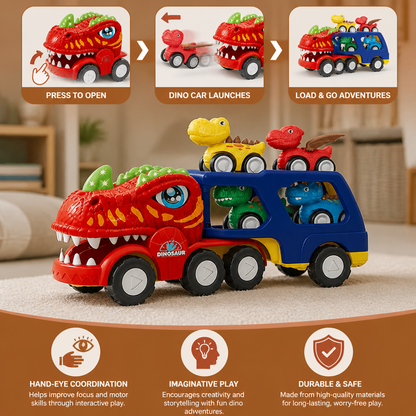 Dinosaur Transport Truck Toy Set with Mini Dino Cars