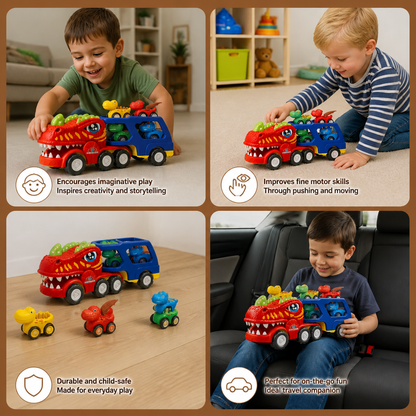 Dinosaur Transport Truck Toy Set with Mini Dino Cars