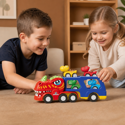 Dinosaur Transport Truck Toy Set with Mini Dino Cars