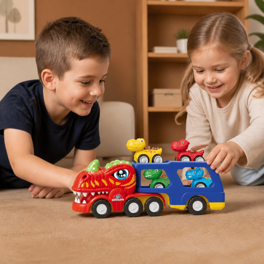 Dinosaur Transport Truck Toy Set with Mini Dino Cars