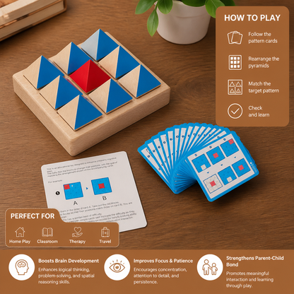 Wooden Geometric Pattern Puzzle – Logic & Spatial Thinking Game