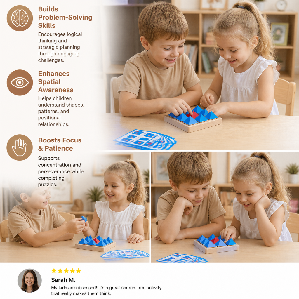 Wooden Geometric Pattern Puzzle – Logic & Spatial Thinking Game