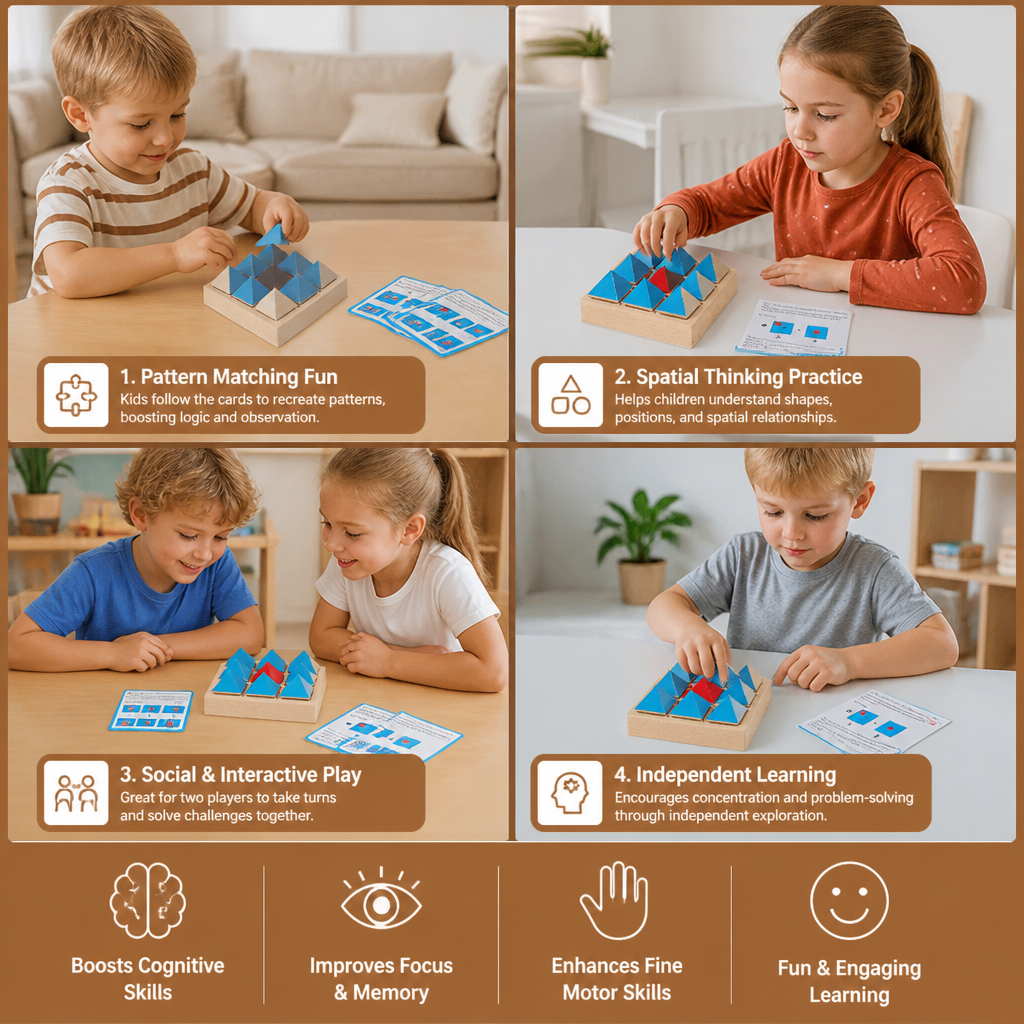 Wooden Geometric Pattern Puzzle – Logic & Spatial Thinking Game