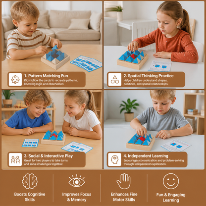 Wooden Geometric Pattern Puzzle – Logic & Spatial Thinking Game