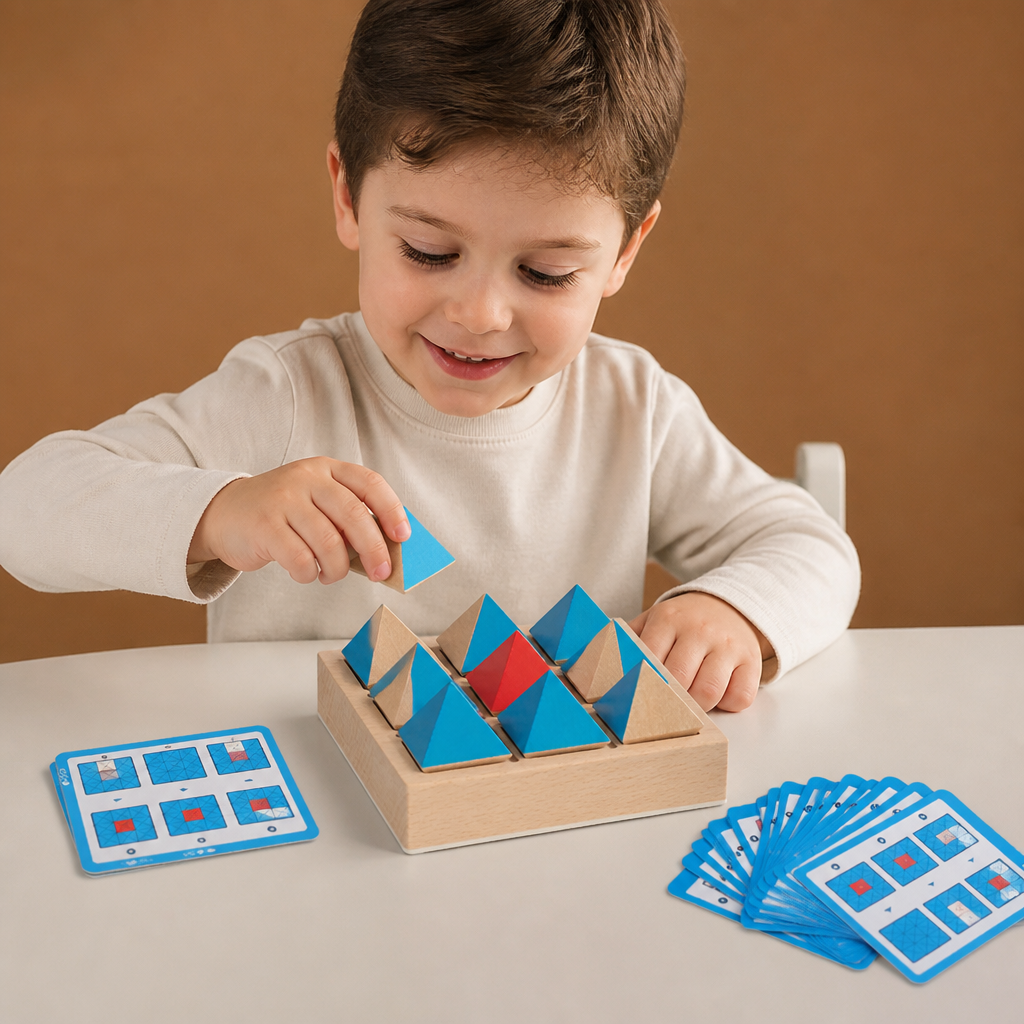Wooden Geometric Pattern Puzzle – Logic & Spatial Thinking Game