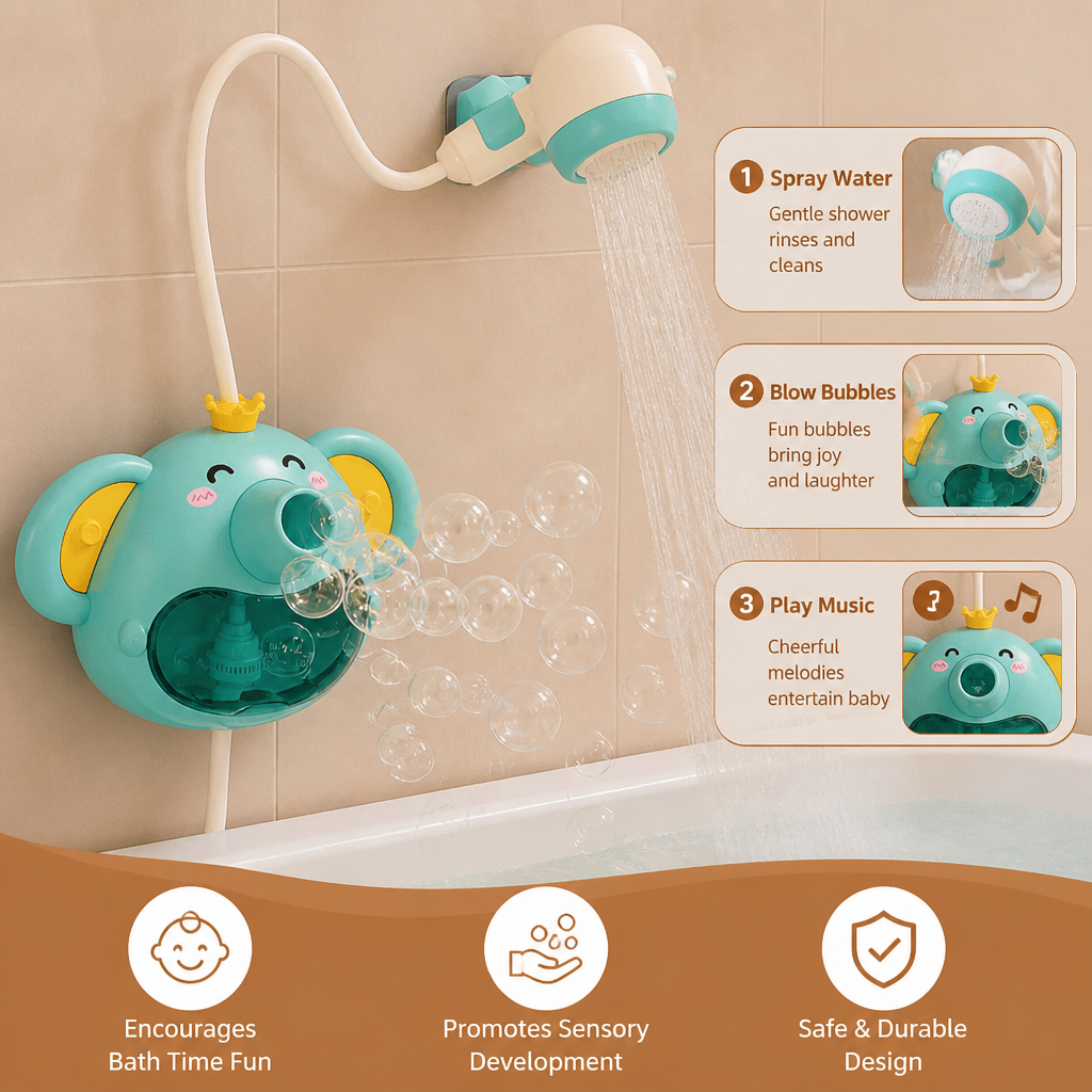 Musical Elephant Bubble Bath Toy with Shower Head