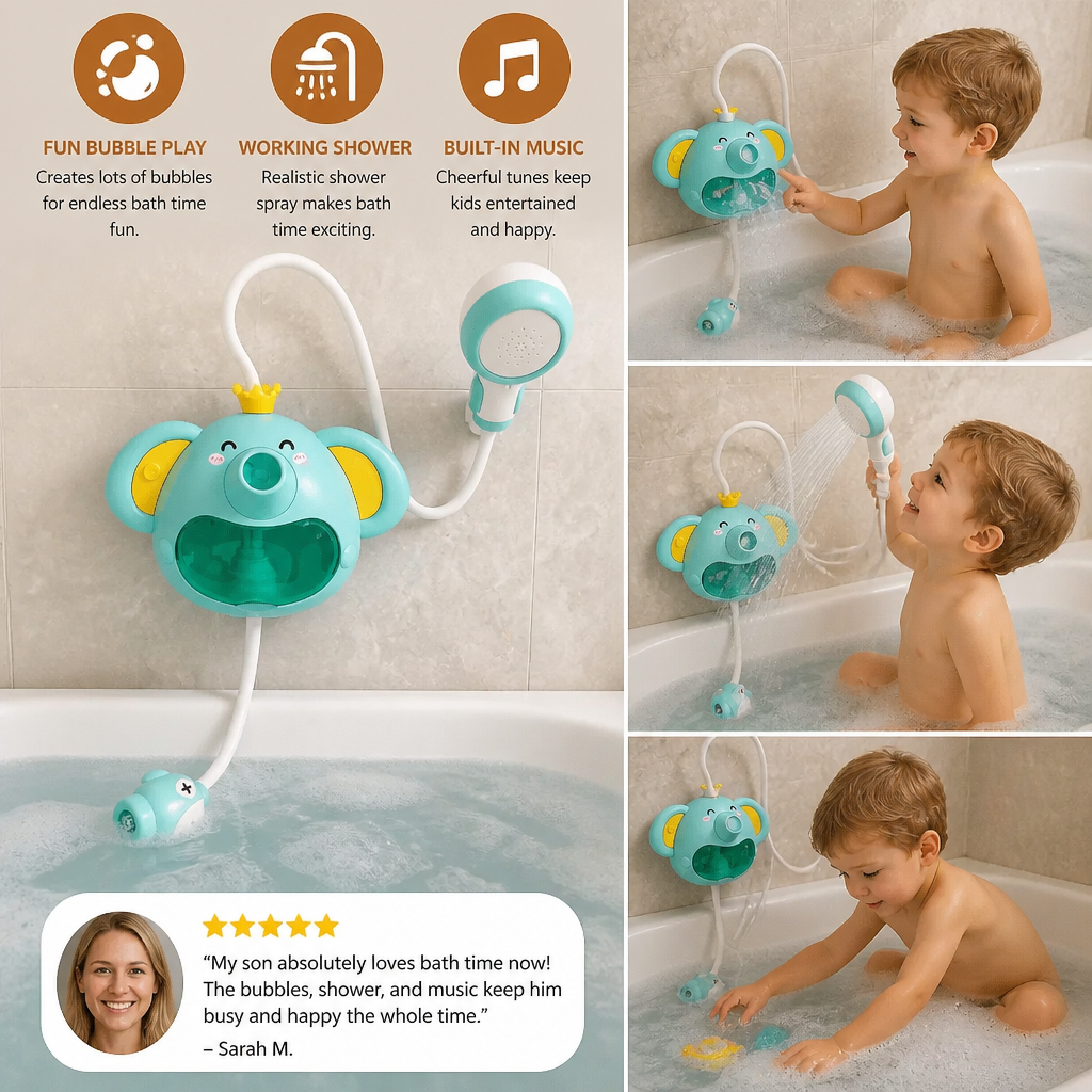 Musical Elephant Bubble Bath Toy with Shower Head