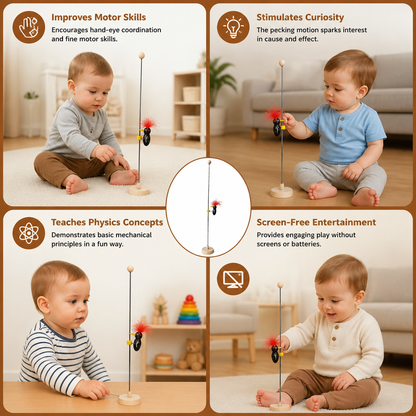 Wooden Woodpecker Learning Toy for Kids
