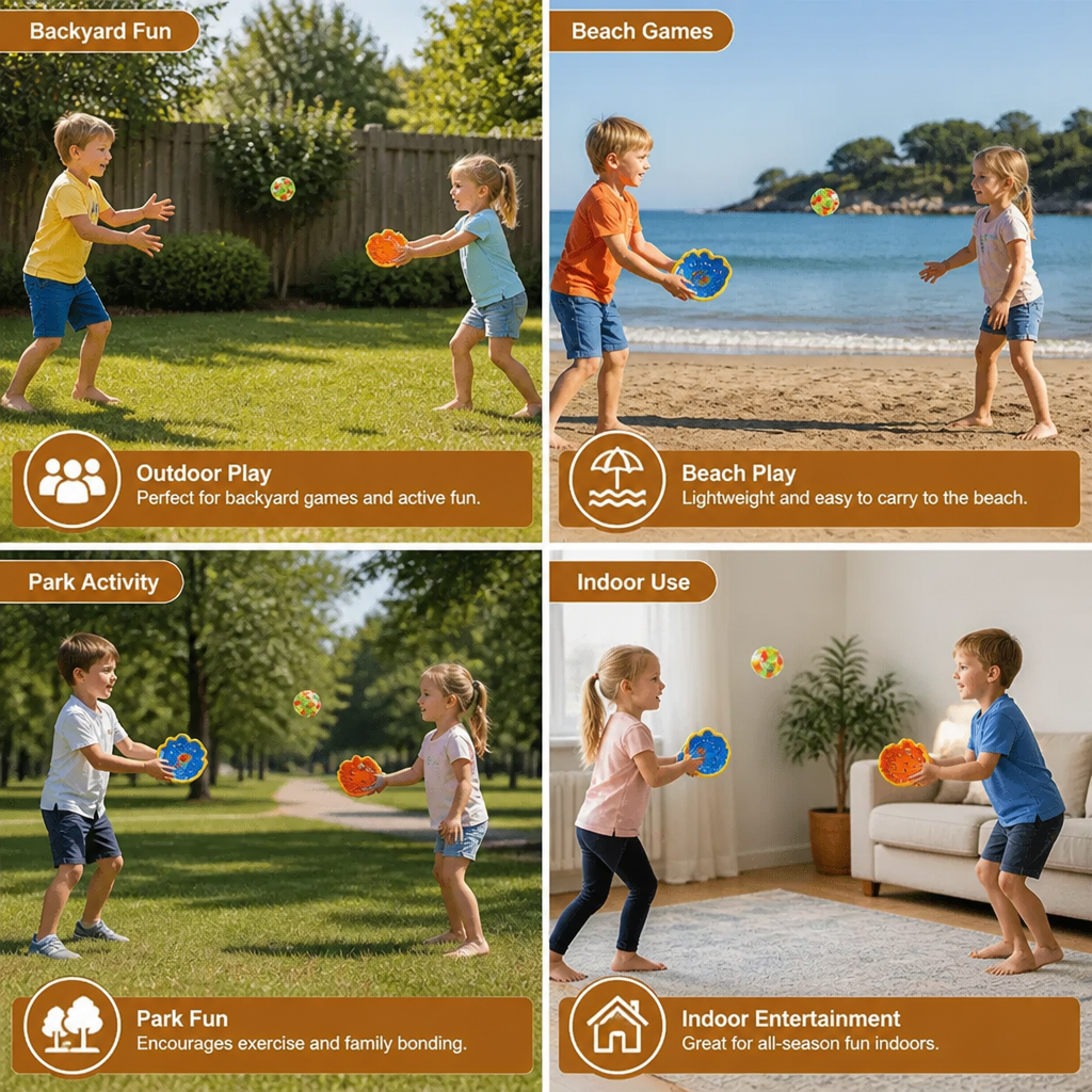 Suction Cup Ball Racket Game Set for Kids