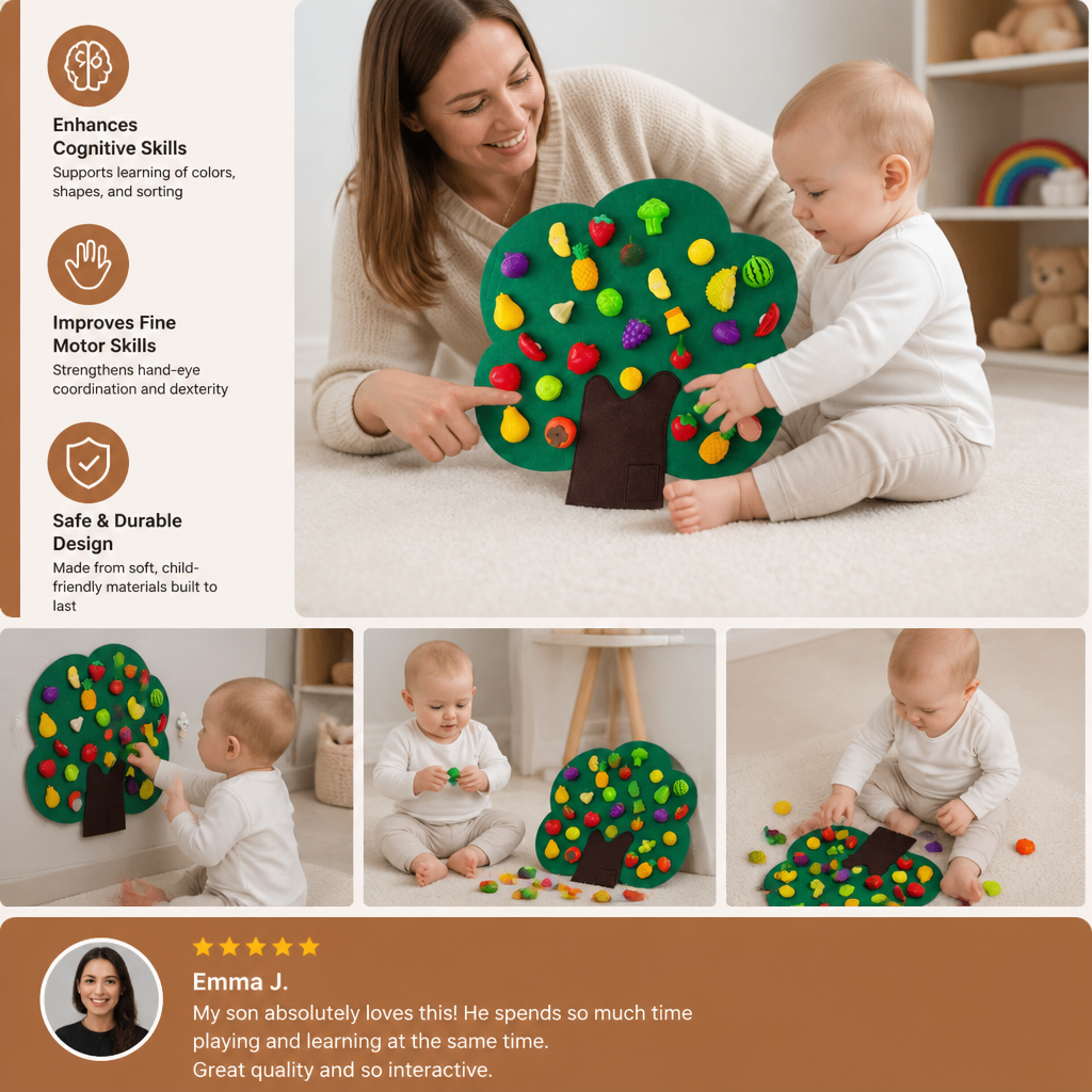 Felt Fruit Tree Activity Board – Montessori Learning Toy