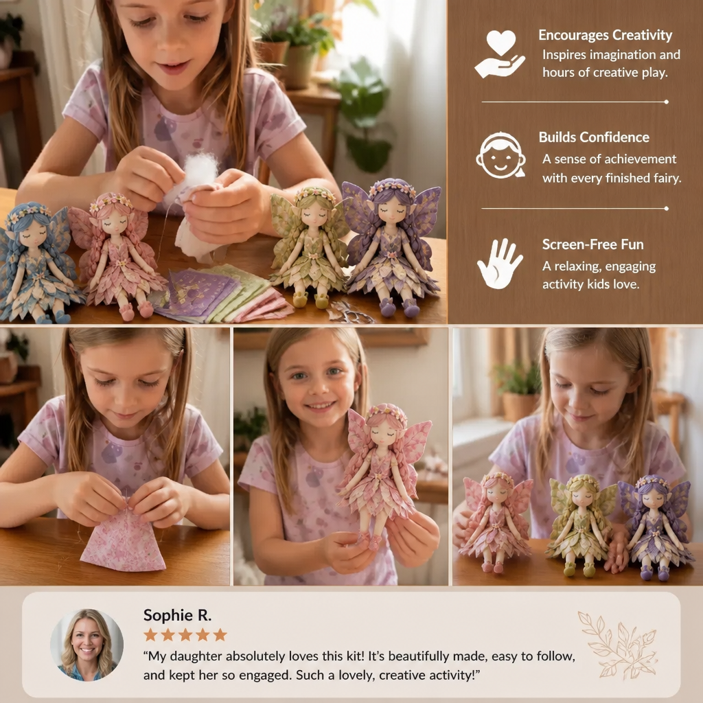 Fairy DIY Sewing Kit for Kids – Make Enchanting Fairy Dolls with Fabric, Accessories & Instructions