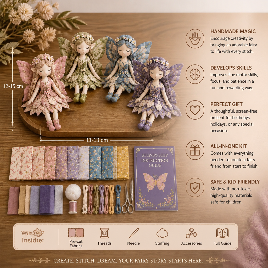 Fairy DIY Sewing Kit for Kids – Make Enchanting Fairy Dolls with Fabric, Accessories & Instructions