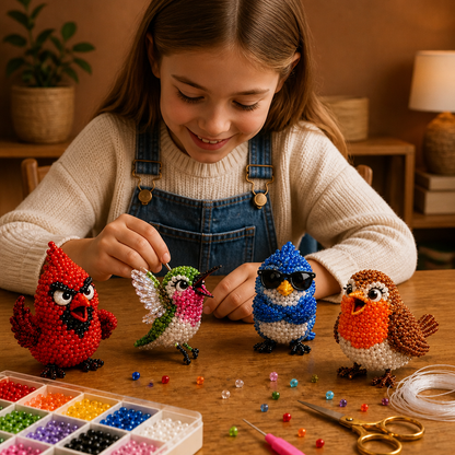 3D Beaded Animal Craft Kit – DIY Mini Bead Art Set for Beginners