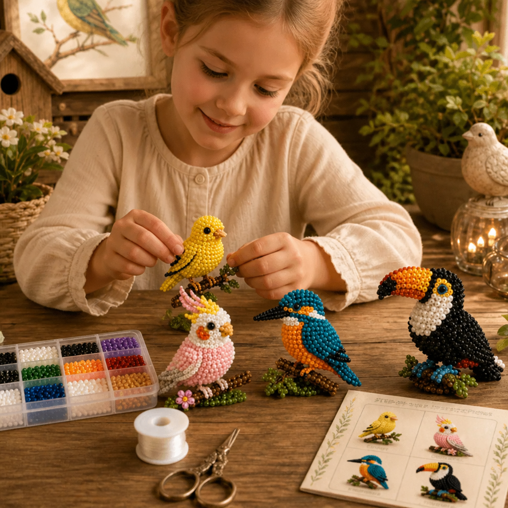 3D Beaded Animal Craft Kit – DIY Mini Bead Art Set for Beginners