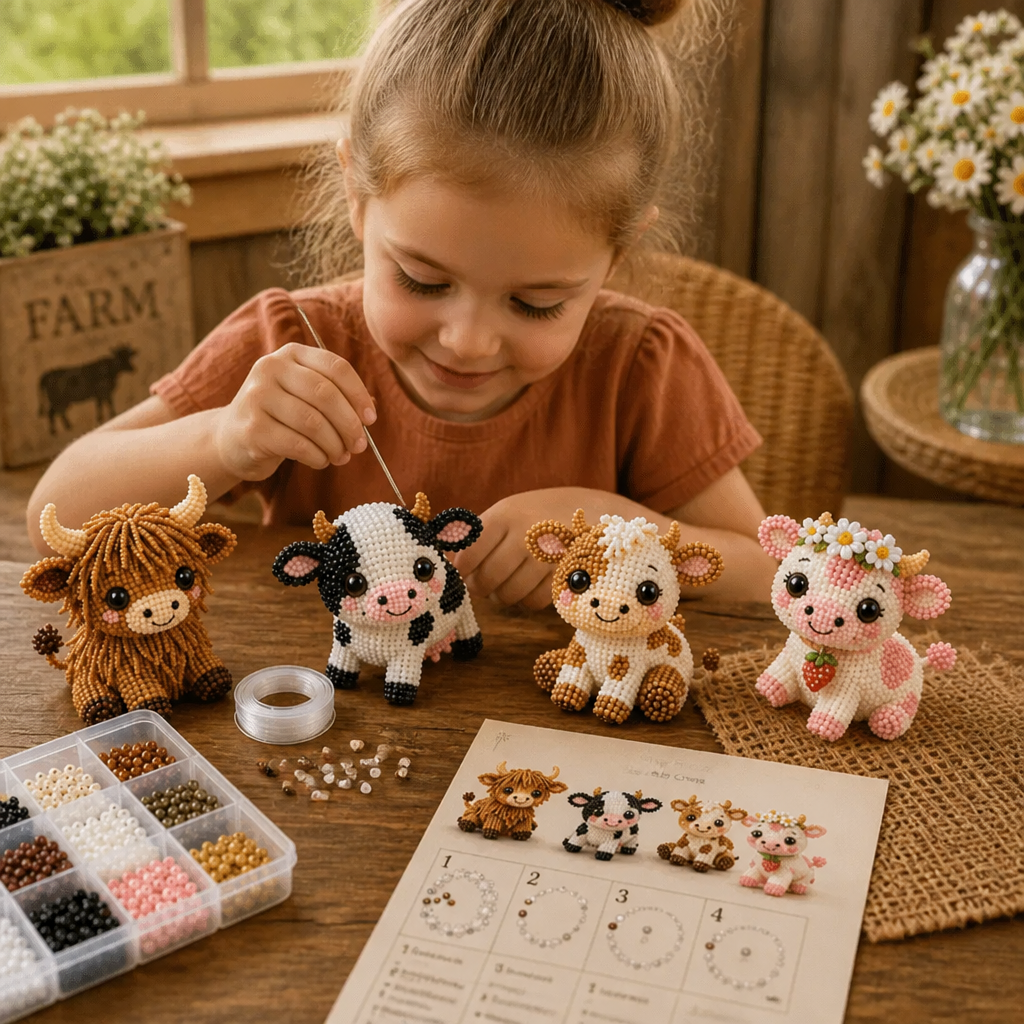 3D Beaded Animal Craft Kit – DIY Mini Bead Art Set for Beginners