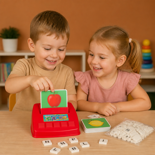Interactive Spelling & Word Matching Game – Preschool Literacy Learning Toy with Picture Cards & Letter Tiles