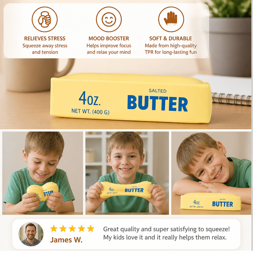 Jumbo Squishy Butter Stick – Slow-Rise Stress Ball & Sensory Fidget Toy