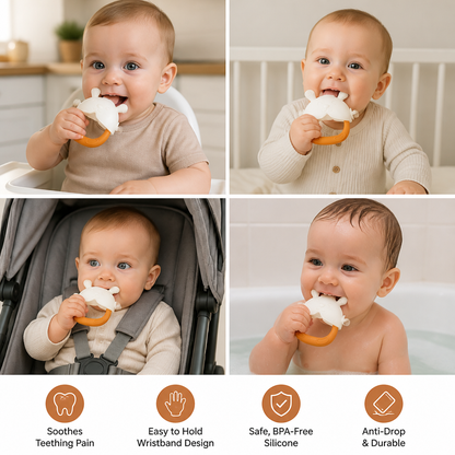 Bunny Baby Teething Mitten – Soft BPA-Free Silicone Gum Soother with Anti-Drop Wristband (3–18 Months)