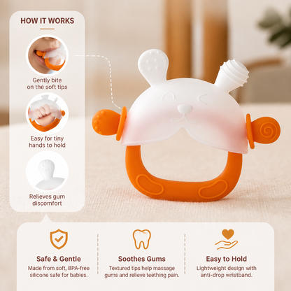 Bunny Baby Teething Mitten – Soft BPA-Free Silicone Gum Soother with Anti-Drop Wristband (3–18 Months)